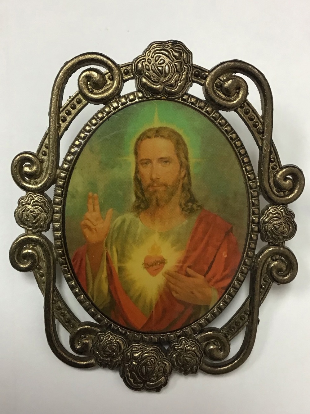 Vintage Sacred Heart of Jesus Car Visor Clip